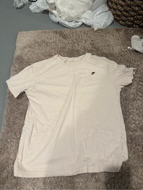 Nike Short Sleeve Crew Tee in Light Cream with Small Logo